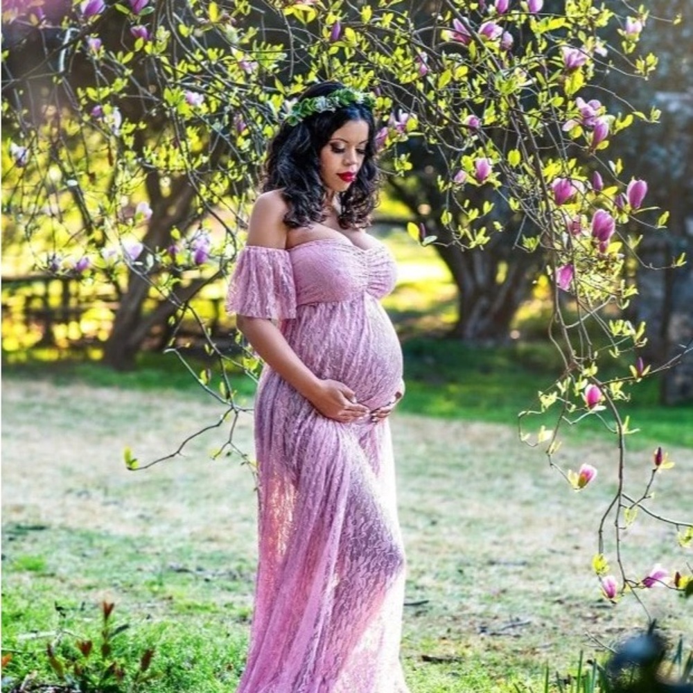 Elegant Cream Lace Maternity Dress - One Size